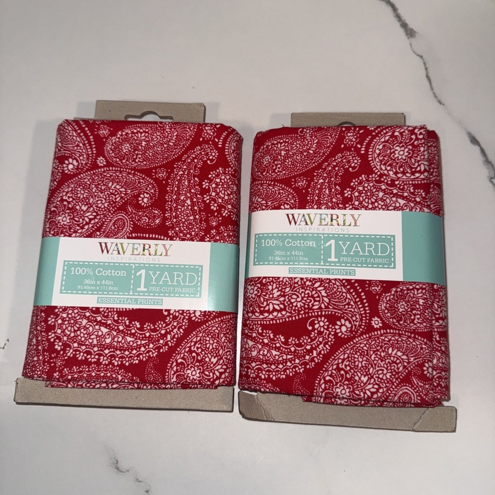 2 Waverly Inspirations Paisley Red 1 Yard 36in.x 44in. PreCut Fabric 100% Cotton